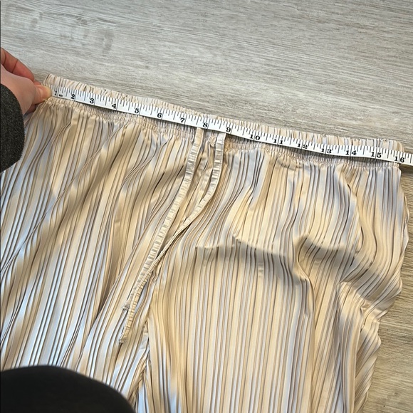 Cream Wide-Leg Pleated Dress Pants Size Large - Picture 8 of 9